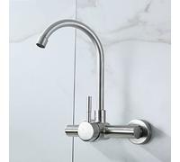 ISCBAFYX Grifos de Pared para Fregadero de Cocina, Grifo Monomando de Acero Inoxidable para Montaje, Grifo Mezclador de Agua fría y Caliente