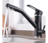 ISCBAFYX Grifos para Fregadero de Cocina, 3 vías, latón, Orificio único, 2 manijas, Grifo de Cocina de 3 vías, Cromado