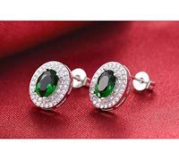 ISCBAFYX Jewellery Pendientes de Plata para Mujer, aretes de circón ovalados para Mujer, Fiesta de Boda, joyería Boucle D'Oreille Femme Bijoux de E667