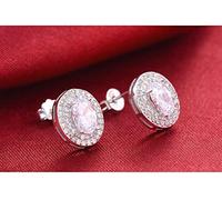 ISCBAFYX Jewellery Pendientes de Plata para Mujer, aretes de circón ovalados para Mujer, Fiesta de Boda, joyería Boucle D'Oreille Femme Bijoux de E667