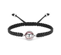 ISCBAFYX Joyería de cremación Pulsera de urna de béisbol para Cenizas para Mujeres Hombres Cuerda Trenzada Hecha a Mano Colgante de Recuerdo de cremación Locket-Plata R