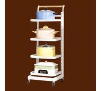 ISCBAFYX Juego de cacerolas Blancas - Cajas de Almacenamiento 4x4 para Armario de Cocina, Soporte para microondas, Estante para encimera, Soportes para Ahorrar Espacio, Cocina casera