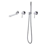 ISCBAFYX Juego de Ducha de Lujo, Grifo de Ducha de latón montado en la Pared, Grifo de bañera de Doble manija, Cabezal de Ducha Manual, Accesorios de baño para una Experiencia de SPA Elegante.