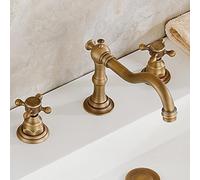 ISCBAFYX Juego de grifería mezcladora para bañera con Montaje en Cubierta de latón Antiguo, Grifo de baño con Mango Doble y 3 Agujeros, Grifo de Agua Elegante para baños clásicos