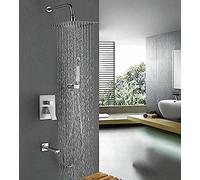ISCBAFYX Juego de Grifo de Ducha Tipo Lluvia de 10 Pulgadas montado en la Pared, Boquilla de bañera cepillada combinada con válvula