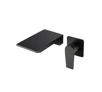 ISCBAFYX Juego de Grifo para Lavabo empotrable en Oro Cepillado y Negro, caño en Cascada con Almacenamiento Incorporado, Grifo Mezclador Monomando para baño de latón (Negro)