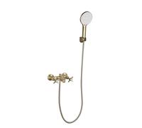 ISCBAFYX Juego de grifos para bañera, grifos de bañera retro de lujo con cabezales de ducha, caño para bañera montado en la pared con grifo desviador para bañera con doble manija cruzada grifo de baño