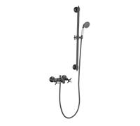 ISCBAFYX Juego de grifos para bañera, grifos de bañera retro de lujo con cabezales de ducha, caño para bañera montado en la pared con grifo desviador para bañera con doble manija cruzada grifo de baño