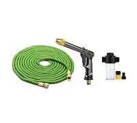 ISCBAFYX Juego de manguera de jardín con inyector de agua expandible, manguera de riego mágica de alta presión, rociador de pistola de lavado de autos ampliamente utilizado (juego de mangueras verdes,