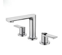 ISCBAFYX Juego de Mezclador de Lavabo Cromado con 3 Orificios - Grifos de Lavabo de baño de latón con Doble manija para Agua fría/Caliente - Grifo de 3 Orificios para baños