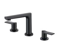 ISCBAFYX Juego de Mezclador de Lavabo Negro: Grifo para Lavabo de baño con Doble manija y 3 Orificios, grifos de latón para Agua fría y Caliente, Elegante y fácil de Instalar, Cualquier