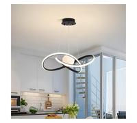 ISCBAFYX Lámpara Colgante de Anillo y Negro nórdico, lámparas Colgantes de Silicona de Aluminio, lámpara de Cuerpo de Hierro para Dormitorio, Oficina, Sala de Estar (Negro)