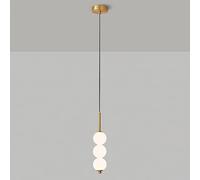 ISCBAFYX Lámpara Colgante de Globo de Cristal Leche Lineal de Mediados de Siglo, lámpara Colgante de Barra Larga de Cobre de 5 Luces, lámpara de Techo Negra Dorada para Cocina, vestíbulo, Escalera,