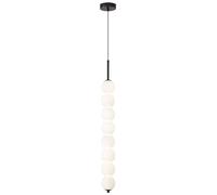 ISCBAFYX Lámpara Colgante de Globo de Cristal Leche Lineal de Mediados de Siglo, lámpara Colgante de Barra Larga de Cobre de 5 Luces, lámpara de Techo Negra Dorada para Cocina, vestíbulo, Escalera,