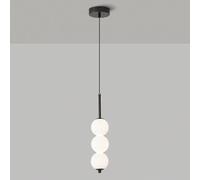 ISCBAFYX Lámpara Colgante de Globo de Cristal Leche Lineal de Mediados de Siglo, lámpara Colgante de Barra Larga de Cobre de 5 Luces, lámpara de Techo Negra Dorada para Cocina, vestíbulo, Escalera,