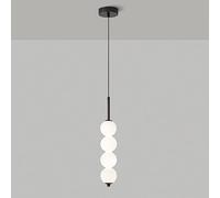 ISCBAFYX Lámpara Colgante de Globo de Cristal Leche Lineal de Mediados de Siglo, lámpara Colgante de Barra Larga de Cobre de 5 Luces, lámpara de Techo Negra Dorada para Cocina, vestíbulo, Escalera,