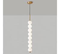 ISCBAFYX Lámpara Colgante de Globo de Cristal Leche Lineal de Mediados de Siglo, lámpara Colgante de Barra Larga de Cobre de 5 Luces, lámpara de Techo Negra Dorada para Cocina, vestíbulo, Escalera,