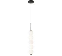 ISCBAFYX Lámpara Colgante de Globo de Cristal Leche Lineal de Mediados de Siglo, lámpara Colgante de Barra Larga de Cobre de 5 Luces, lámpara de Techo Negra Dorada para Cocina, vestíbulo, Escalera,
