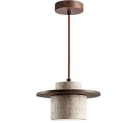 ISCBAFYX Lámpara Colgante de Piedra Natural, decoración de hormigón, lámpara Japonesa, Isla de Cocina, travertino, Colgante, mesita de Noche, Pasillo, Bar, Club, Pantalla de Madera, Alambre Ajustable