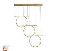 ISCBAFYX Lámpara Colgante Lineal de 3 Anillos con LED Regulable Remoto de 57 W, Dorada, lámpara de Techo Minimalista geométrica nórdica para Comedor, Sala de Estar, Dormitorio, sintonizada