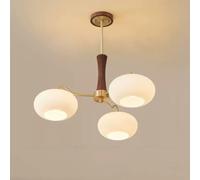 ISCBAFYX Lámpara de araña de Nogal Estilo Crema Totalmente de Cobre, lámpara de Caqui Retro nórdica, decoración rústica del hogar de Mediados de Siglo, lámpara Colgante de latón Antiguo, B, 3 Cabezas