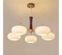 ISCBAFYX Lámpara de araña de Nogal Estilo Crema Totalmente de Cobre, lámpara de Caqui Retro nórdica, decoración rústica del hogar de Mediados de Siglo, lámpara Colgante de latón Antiguo, B, 5 Cabezas