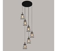 ISCBAFYX Lámpara De Escalera Retro Lámpara Larga Estilo Industrial Moderno Edificio Complejo Apartamento Sala De Estar Lámpara De Techo Colgante De Hierro Forjado Escalera De Caracol Negro, 35x150cm