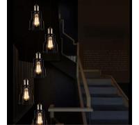 ISCBAFYX Lámpara De Escalera Retro Lámpara Larga Estilo Industrial Moderno Edificio Complejo Apartamento Sala De Estar Lámpara De Techo Colgante De Hierro Forjado Escalera De Caracol Negro, 35x150cm