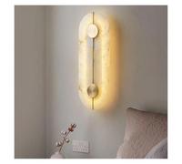 ISCBAFYX Lámpara de Pared de Piedra de mármol nórdico Sala de Estar Cobre Dorado decoración Interior del hogar Aplique LED Dormitorio mesita de Noche Redonda,