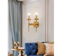ISCBAFYX Lámpara de Pared, Post Nordic Wall Sconce Living Comedor Mesita de Noche Escaleras Telón de Fondo Pasillo Pasillo Iluminación Hall Hotel Luces Lámparas de Vidrio (Cool, Gold (2H))