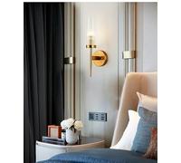 ISCBAFYX Lámpara de Pared, Post Nordic Wall Sconce Living Comedor Mesita de Noche Escaleras Telón de Fondo Pasillo Pasillo Iluminación Hall Hotel Luces Lámparas de Vidrio (cálido, Dorado 2 Piezas)