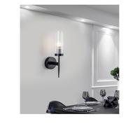 ISCBAFYX Lámpara de Pared, Post Nordic Wall Sconce Living Comedor Mesita de Noche Escaleras Telón de Fondo Pasillo Pasillo Iluminación Hall Hotel Luces Lámparas de Vidrio (cálido, Negro 2 Piezas)