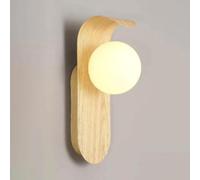 ISCBAFYX Lámparas de pared Apliques Aplique de pared de mediados de siglo Textura de nogal Globo de vidrio Iluminación de pared Madera Industrial Granja Aplique de pared Mesita de noche Interior Retro