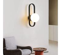 ISCBAFYX Lámparas de Pared Apliques Aplique de Pared Negro con Globo de Vidrio Esmerilado Marco Ovalado LED Estilo Interior Accesorio de iluminación Pasillo 40 cm de Altura