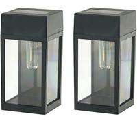ISCBAFYX Lámparas de Pared Apliques Aplique de Pared Solar Lámpara de Cerca Negra Linterna de jardín Cuadrada para Exteriores Paquete de 2 Soporte de Pared de Porche con energía Solar Impermeable