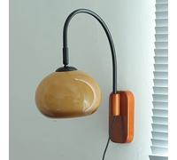 ISCBAFYX Lámparas de Pared Apliques de Pared Apliques de Pared de Mediados de Siglo con Vidrio de Leche Lámpara de Pared de Madera Industrial Vintage Cableado Gris Humo Ámbar Lámpara de Pared de