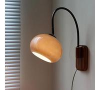 ISCBAFYX Lámparas de Pared Apliques de Pared Apliques de Pared de Mediados de Siglo con Vidrio de Leche Lámpara de Pared de Madera Industrial Vintage Cableado Gris Humo Ámbar Lámpara de Pared de