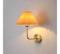 ISCBAFYX Lámparas de Pared Apliques de Pared con Acabado de latón Apliques de Pared con cabecera Vintage Lámpara de Pared Plisada de Tela Accesorio de iluminación para Pasillo Balcón Pasillo