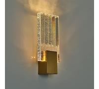 ISCBAFYX Lámparas de Pared Apliques de Pared LED, Cristal LED Dorado Regulable, lámpara de Noche, Aplique de Pared, Interior, baño, tocador, Accesorios de iluminación con Pliegues de Vidrio para