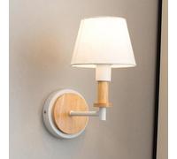 ISCBAFYX Lámparas de Pared Apliques de Tela de Lino, lámpara de Pared, lámpara de Pared de Madera, Aplique de Pared Interior de Mediados de Siglo, Accesorio de iluminación cilíndrico para Dormitorio,