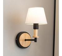 ISCBAFYX Lámparas de pared Apliques de tela de lino Lámpara de pared Lámpara de pared de madera Aplique de pared interior de mediados de siglo Accesorio de iluminación cilíndrico para dormitorio, sala