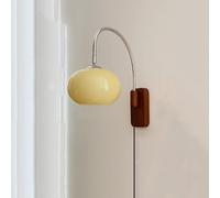 ISCBAFYX Lámparas de Pared Apliques de Vidrio de Leche Aplique de Pared Vintage Lámpara de Pared de Mediados de Siglo en Madera Industrial Lámpara de Pared de Granja Gris Iluminación de Lectura