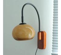 ISCBAFYX Lámparas de Pared Apliques de Vidrio de Leche Aplique de Pared Vintage Lámpara de Pared de Mediados de Siglo en Madera Industrial Lámpara de Pared de Granja Gris Iluminación de Lectura