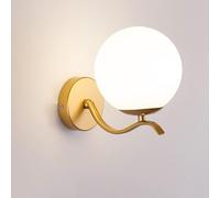 ISCBAFYX Lámparas de Pared Apliques Industrial Aplique de Pared Luz Globo de Vidrio lechoso con Base Dorada Lámpara de Pared E27 Socket Lantern Gold LED Accesorio de iluminación de Pared