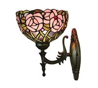 ISCBAFYX Lámparas De Pared Apliques Lámpara De Pared Victoriana Country, 20,3 Cm, Rosa, Verde, Bond, Vidrieras, E27, Manualidades, Paredes, Dormitorios, Escaleras, Pasillos,