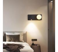 ISCBAFYX Lámparas de Pared Luces G9 Interior con Puerto de Carga USB Foco Giratorio de 350°+90° con Hierro Aluminio para Dormitorio Sala de Estar (luz cálida Izquierda Negra)