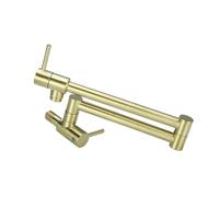 ISCBAFYX Llenador de Olla Plegable Grifo de Cocina Dorado de latón Macizo Montado en la Pared Rotación de 360 Grados Fregadero de un Solo Orificio Operación Flexible (Oro Cepillado)