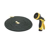 ISCBAFYX Manguera de riego expandible para jardín, Agua para Lavado de Autos, Herramientas de riego de tubería mágica Flexible, envío Directo ampliamente Utilizado (Negro Verde con Pistola, 125 pies)