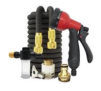 ISCBAFYX Manguera Flexible Extensible para Lavado de Autos, Manguera de jardín Extensible ampliamente Utilizada(Black with Foam Pot,100FT-30M)