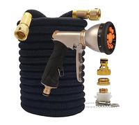 ISCBAFYX Manguera mágica elástica para hogar y jardín, Alta presión para Lavado de Autos, Juego de Pistola de riego agrícola, Accesorios, 25-100 pies Compacto y portátil (Manguera Negra con Pistola,